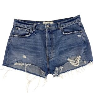 Reformation Size 31 Denim Shorts Distressed Frayed‎ Hem High Rise Blue